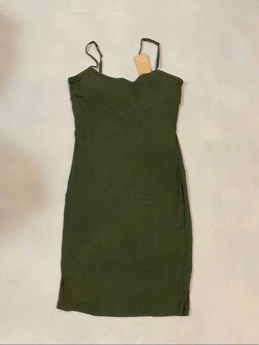 Slim Olive Green Midi Shapewear dress with Spaghetti Straps